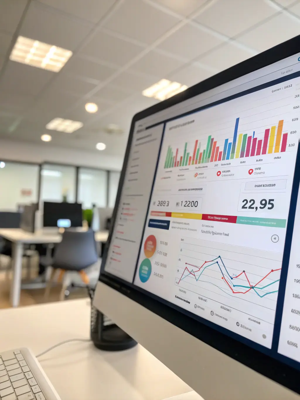 An internal management system dashboard displaying key performance indicators and data analytics for efficient decision-making.